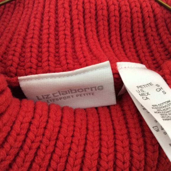 Vintage Liz Claiborne sweater red, cable knit, cowl neck, pe… - Picture 2 of 3